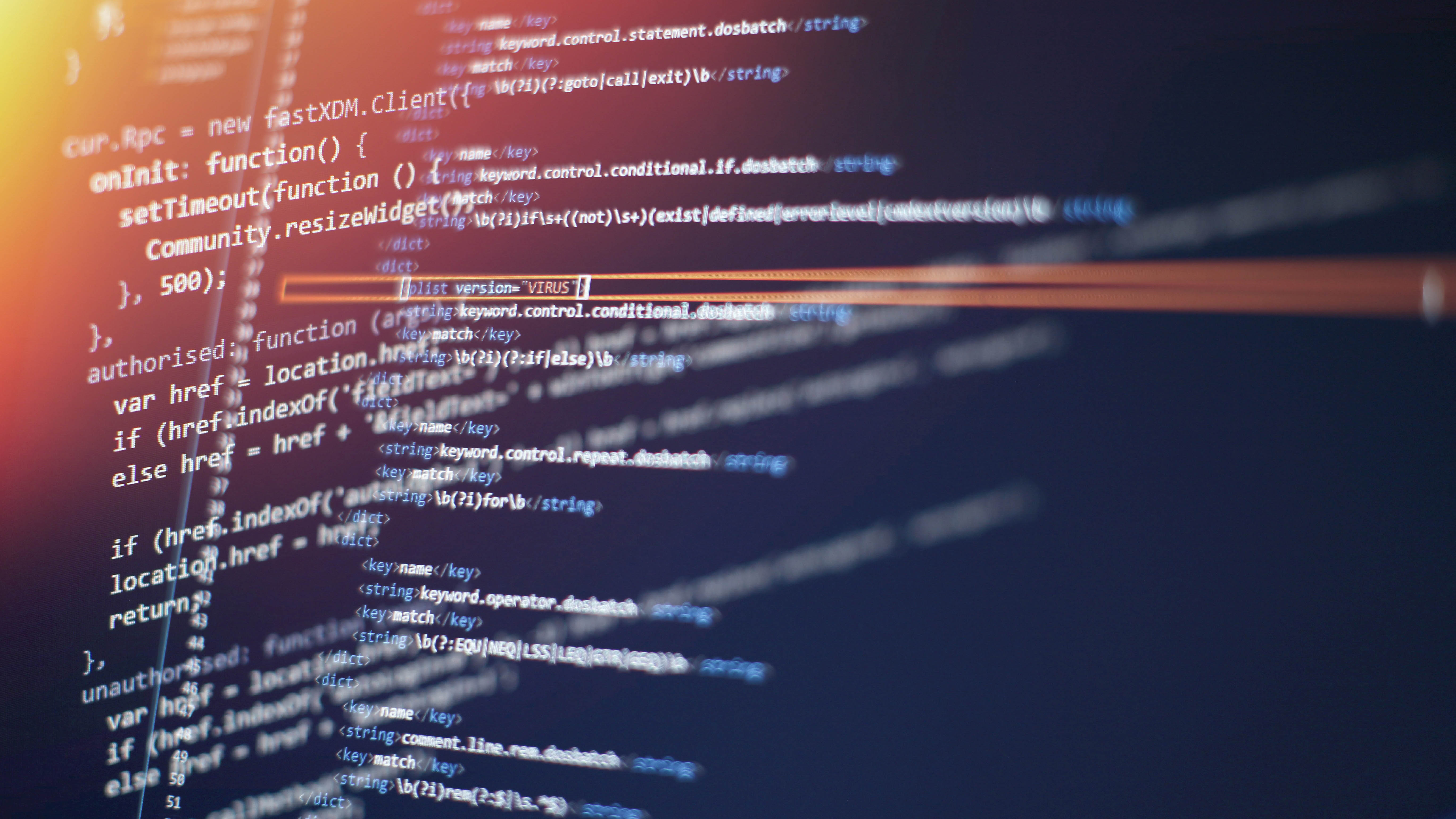 Codezeilen auf einem Bildschirm mit Fokus auf den Text 